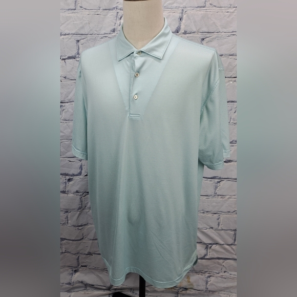Peter Millar Men's Golf Polo Shirt Summer Comfort Light Green Herringbone sz XL - Picture 2 of 16